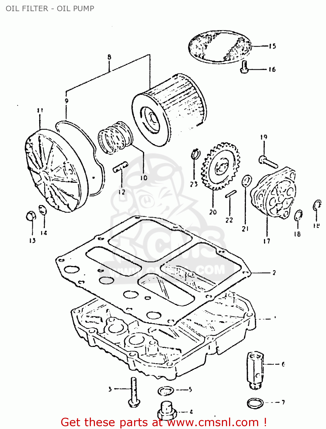 OIL FILTER - OIL PUMP GSX400T 1981 (X) UNITED KINGDOM (E02)