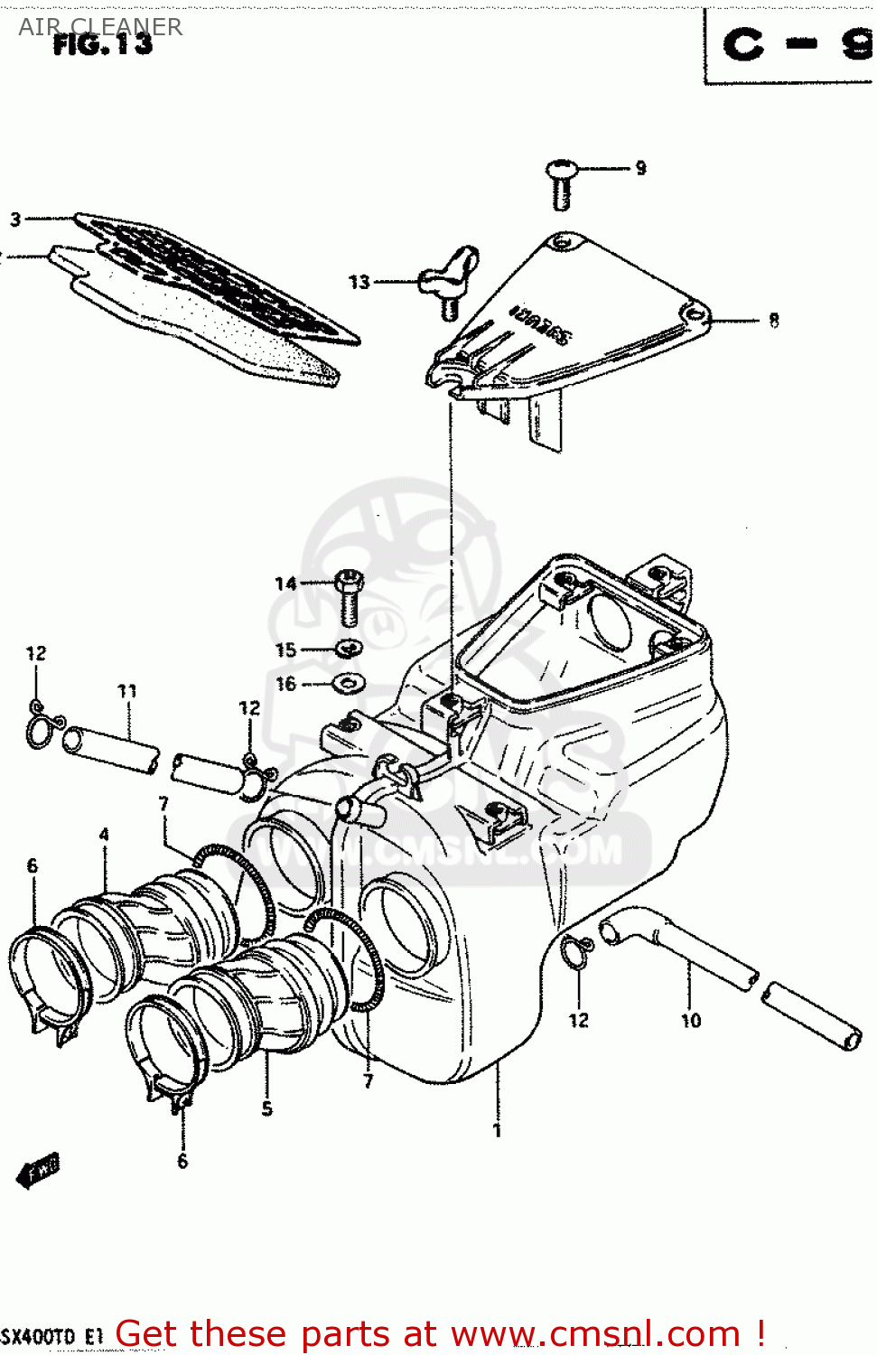 AIR CLEANER GSX400T 1983 (D) GENERAL EXPORT (E01)