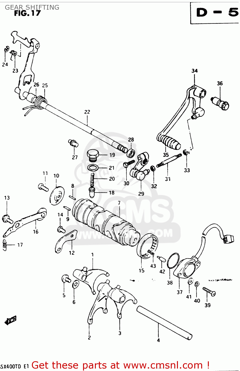 GEAR SHIFTING GSX400T 1983 (D) GENERAL EXPORT (E01)