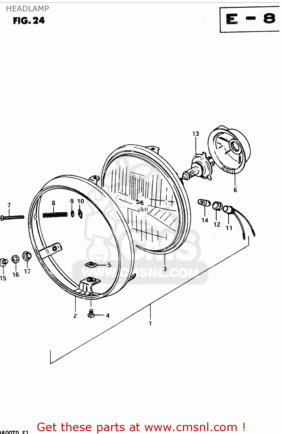 HEADLAMP GSX400T 1983 (D) GENERAL EXPORT (E01)