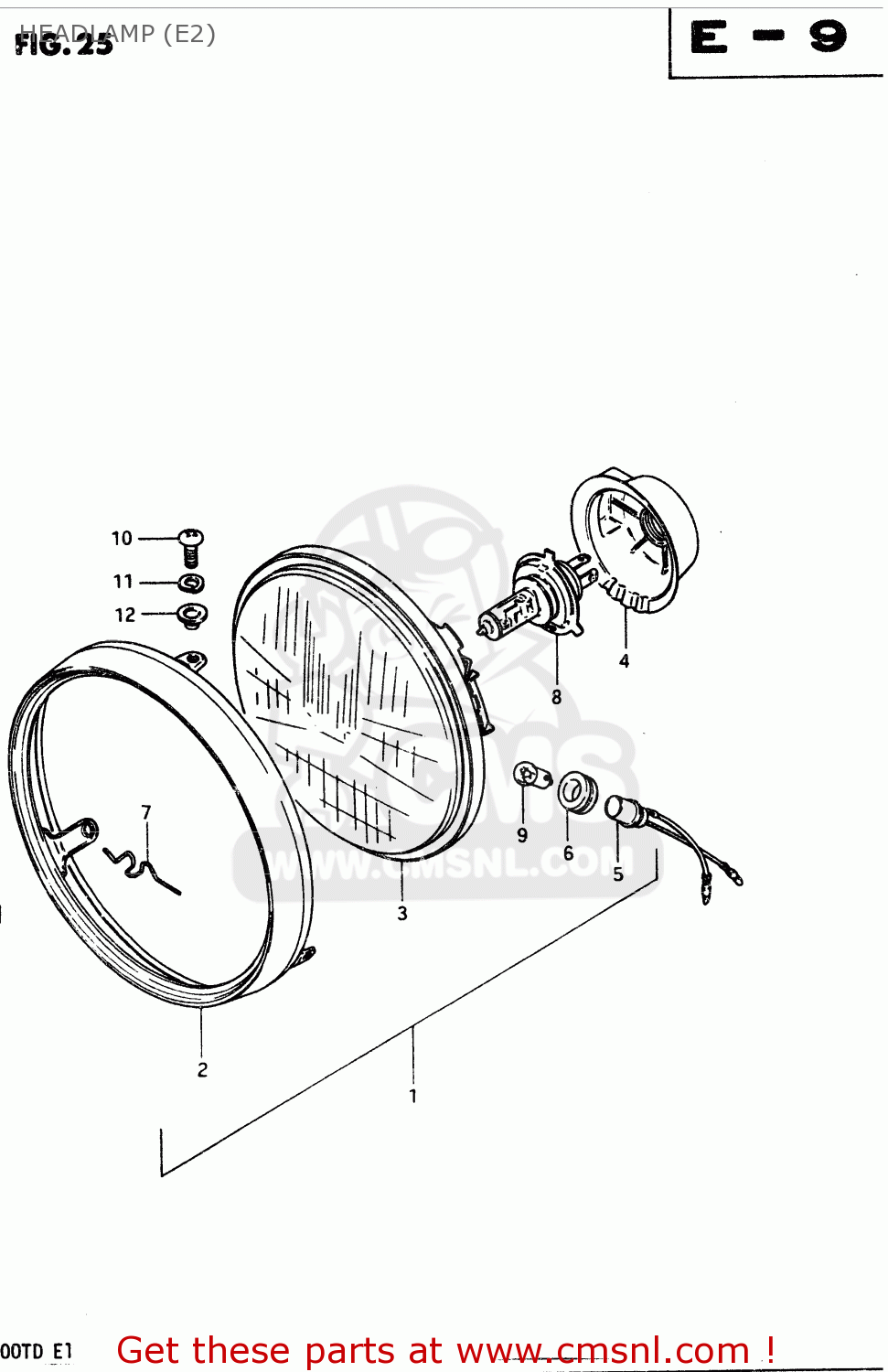 HEADLAMP (E2) GSX400T 1983 (D) GENERAL EXPORT (E01)