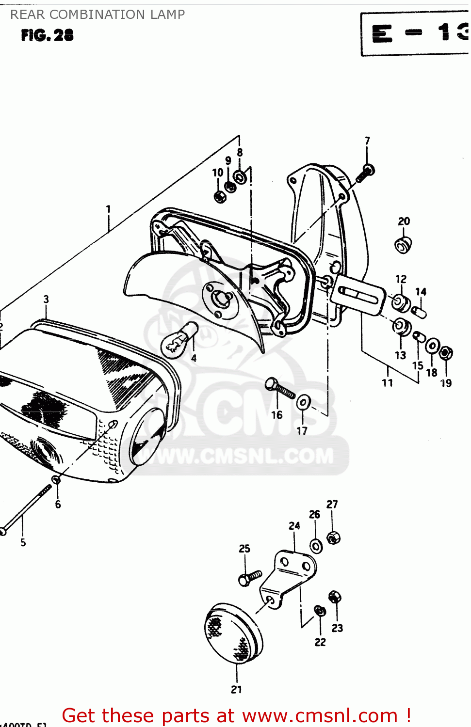 REAR COMBINATION LAMP GSX400T 1983 (D) GENERAL EXPORT (E01)