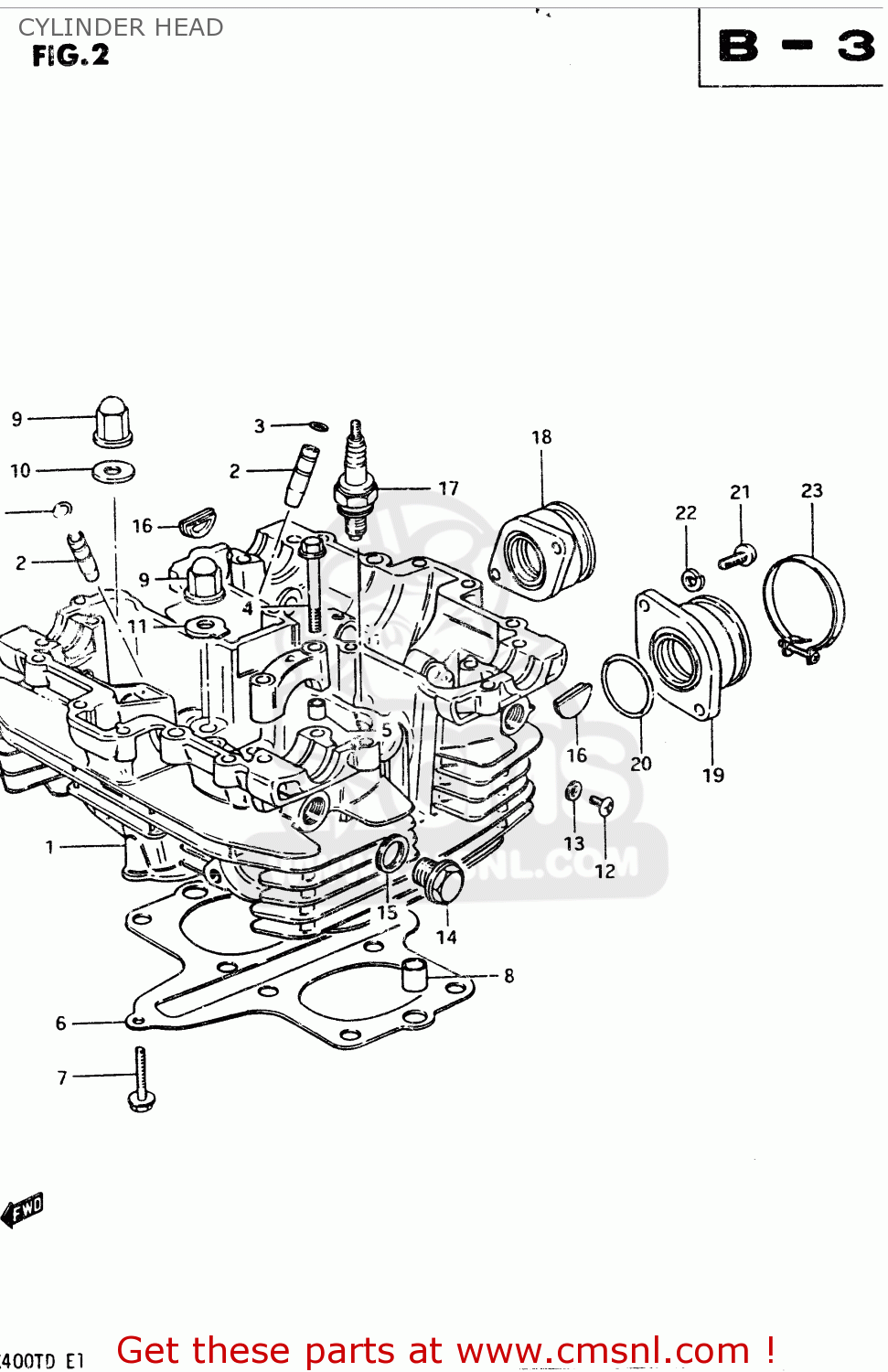CYLINDER HEAD GSX400T 1983 (D) GENERAL EXPORT (E01)