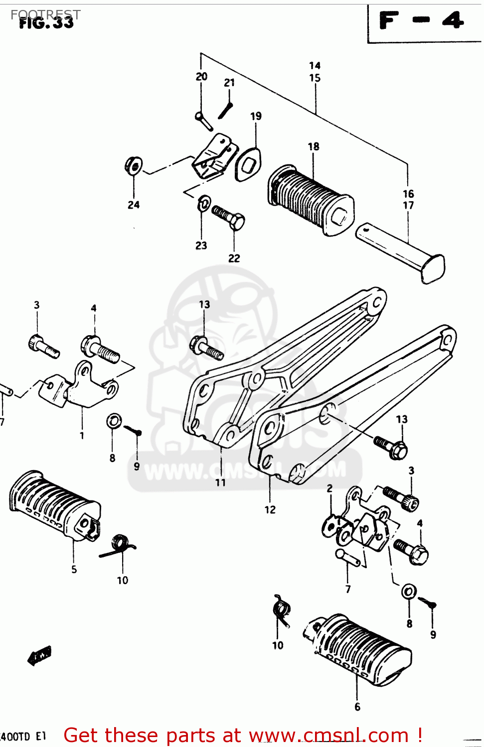 FOOTREST GSX400T 1983 (D) GENERAL EXPORT (E01)