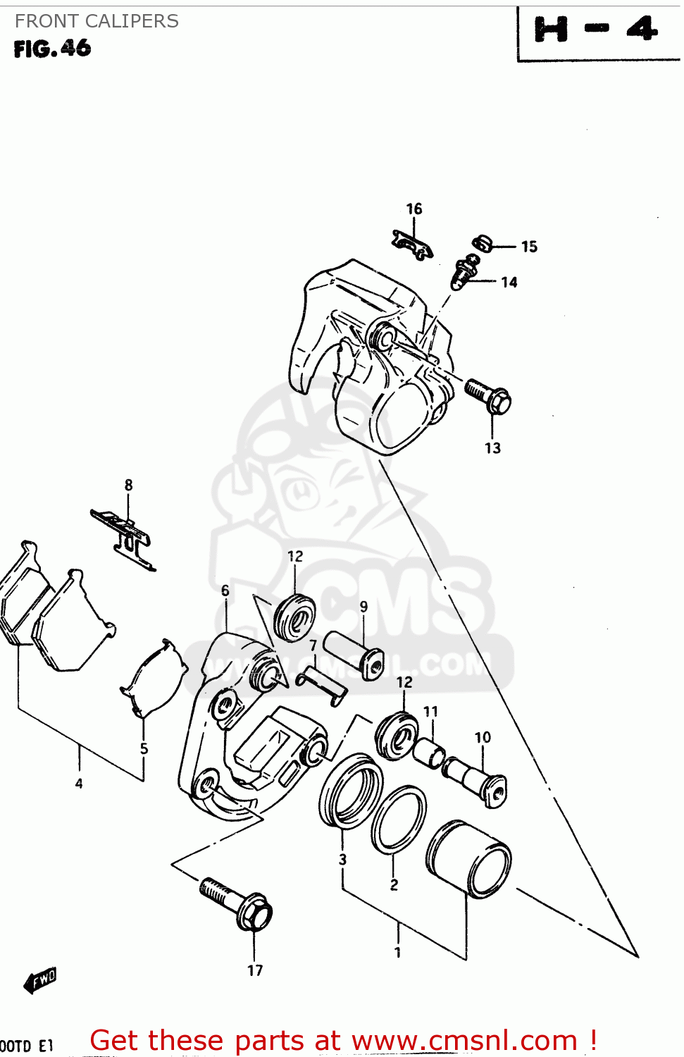 FRONT CALIPERS GSX400T 1983 (D) GENERAL EXPORT (E01)