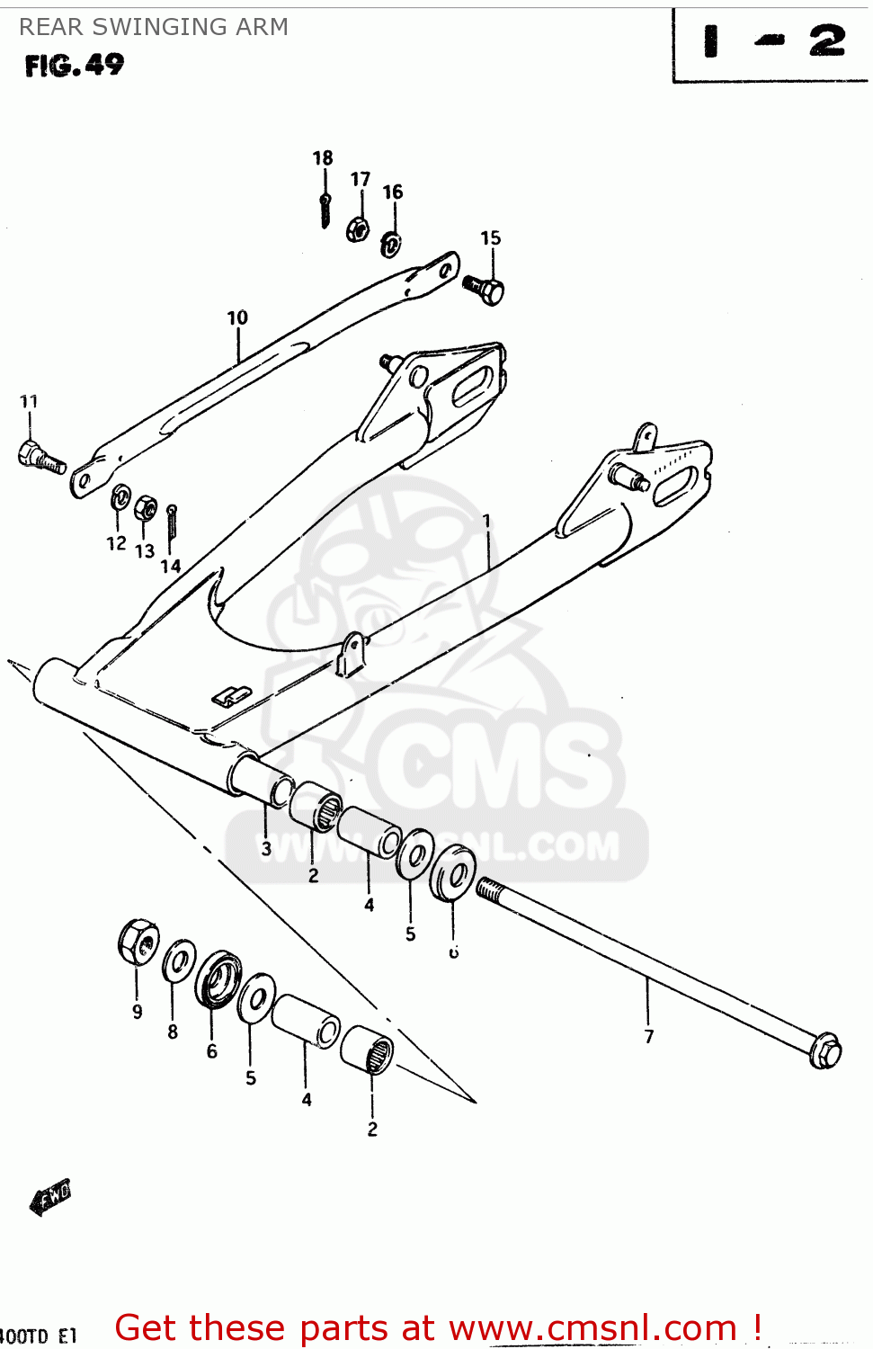 REAR SWINGING ARM GSX400T 1983 (D) GENERAL EXPORT (E01)