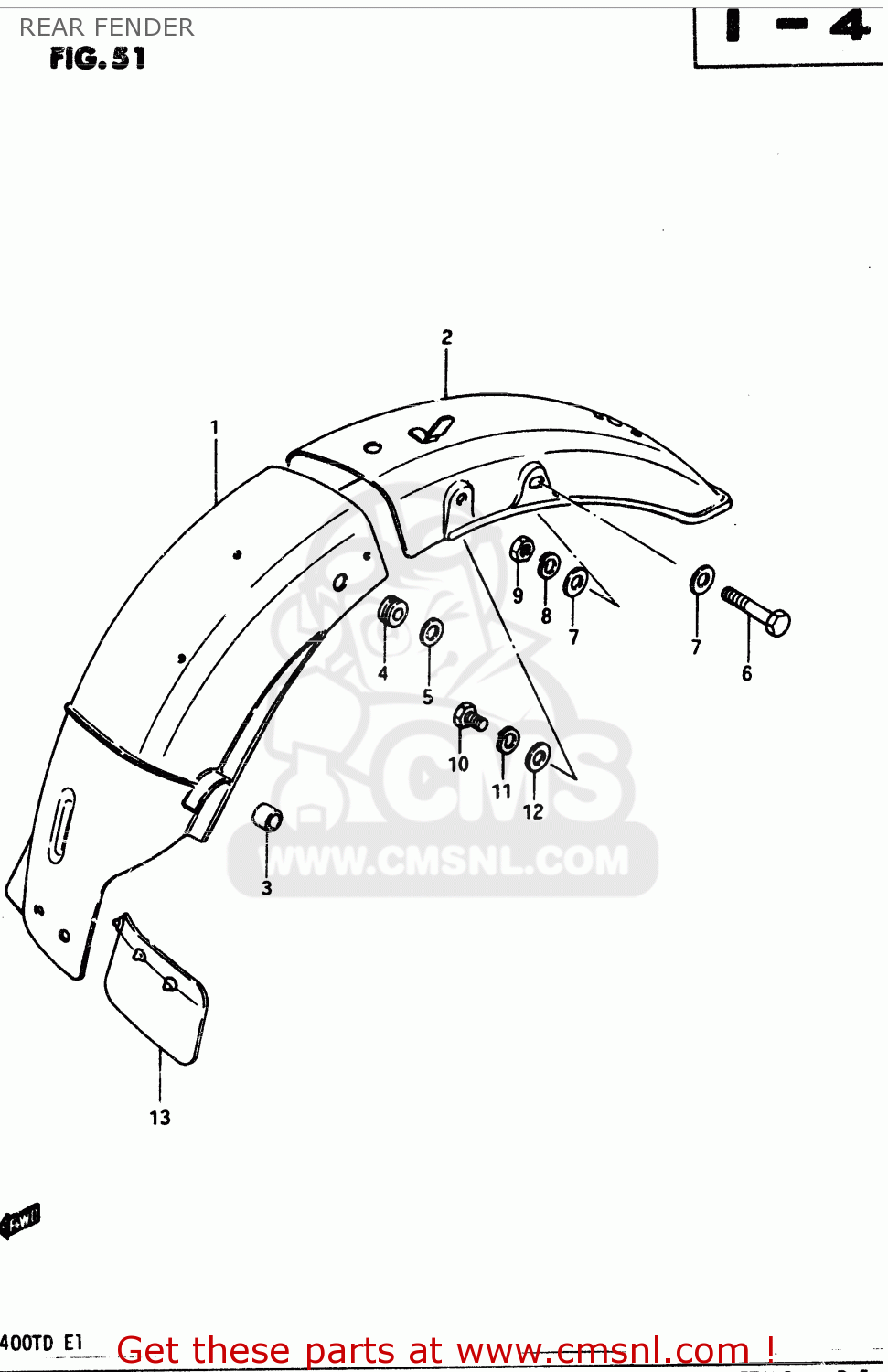 REAR FENDER GSX400T 1983 (D) GENERAL EXPORT (E01)