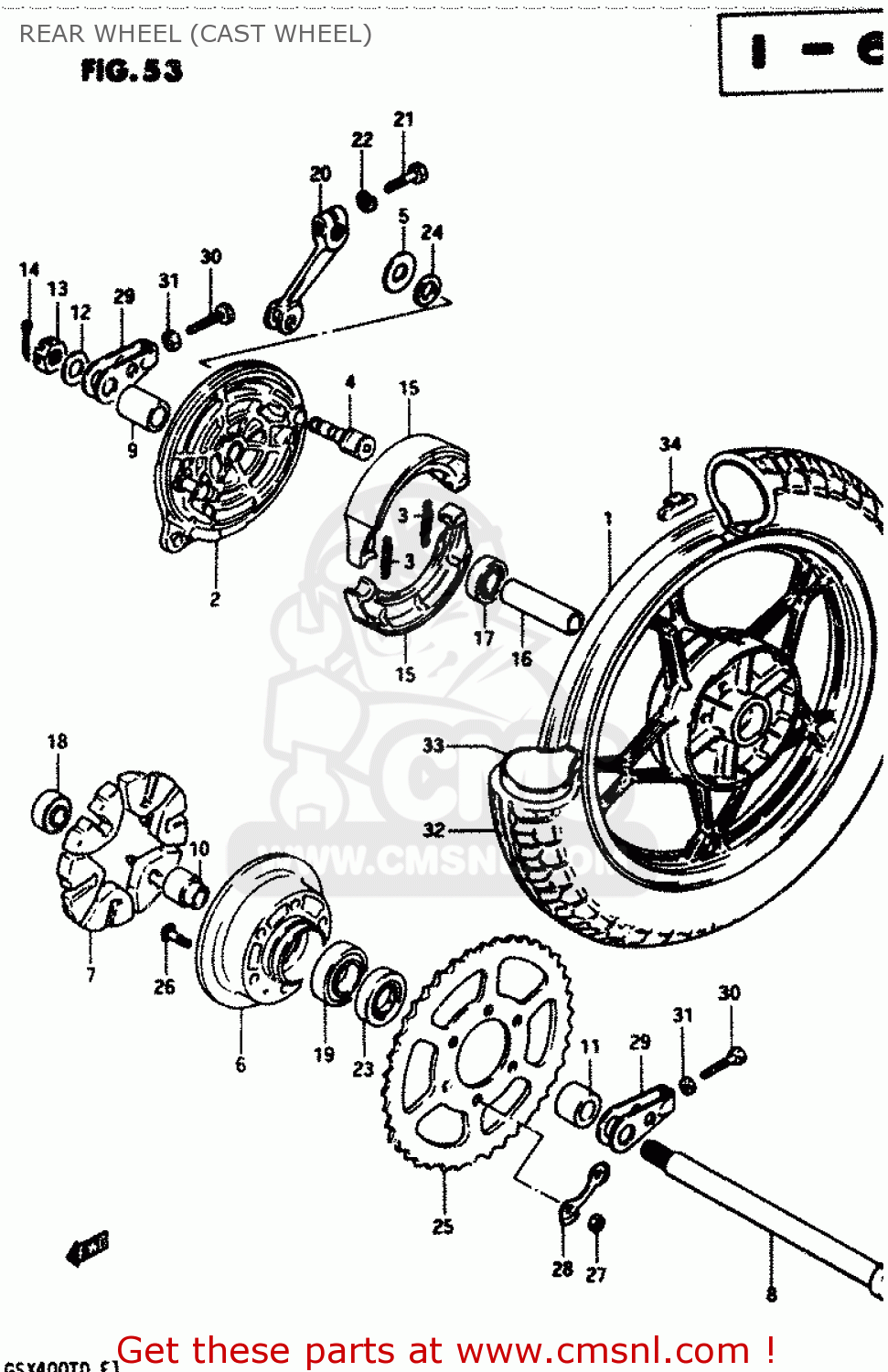 REAR WHEEL (CAST WHEEL) GSX400T 1983 (D) GENERAL EXPORT (E01)