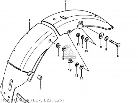 REAR FENDER (E17, E22, E25) - GSX400T 1983 (D) GENERAL EXPORT (E01)