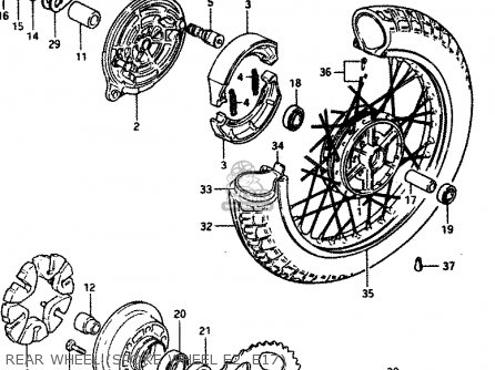 REAR WHEEL (SPOKE WHEEL E2, E17) - GSX400T 1983 (D) GENERAL EXPORT (E01)