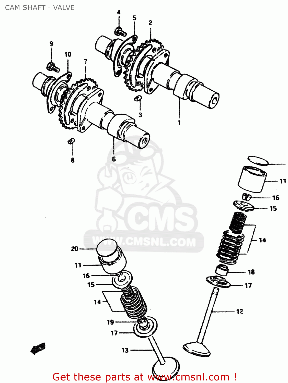 CAM SHAFT - VALVE GSX450L 1983 (D) GENERAL EXPORT (E01)