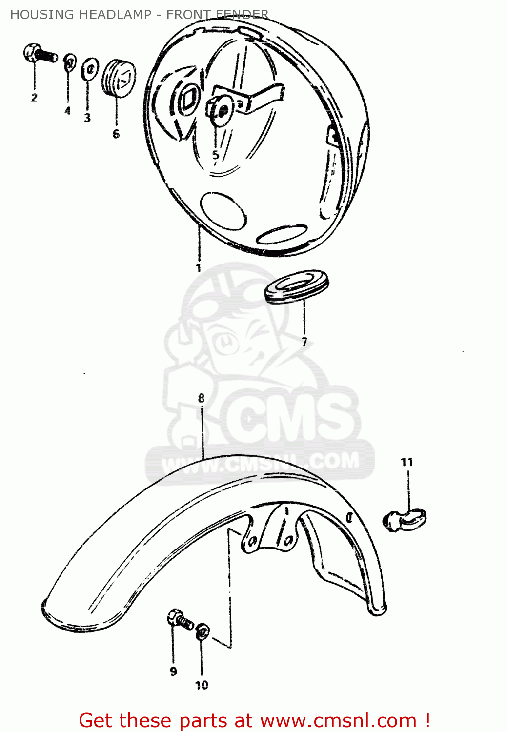 HOUSING HEADLAMP - FRONT FENDER GSX450L 1983 (D) GENERAL EXPORT (E01)