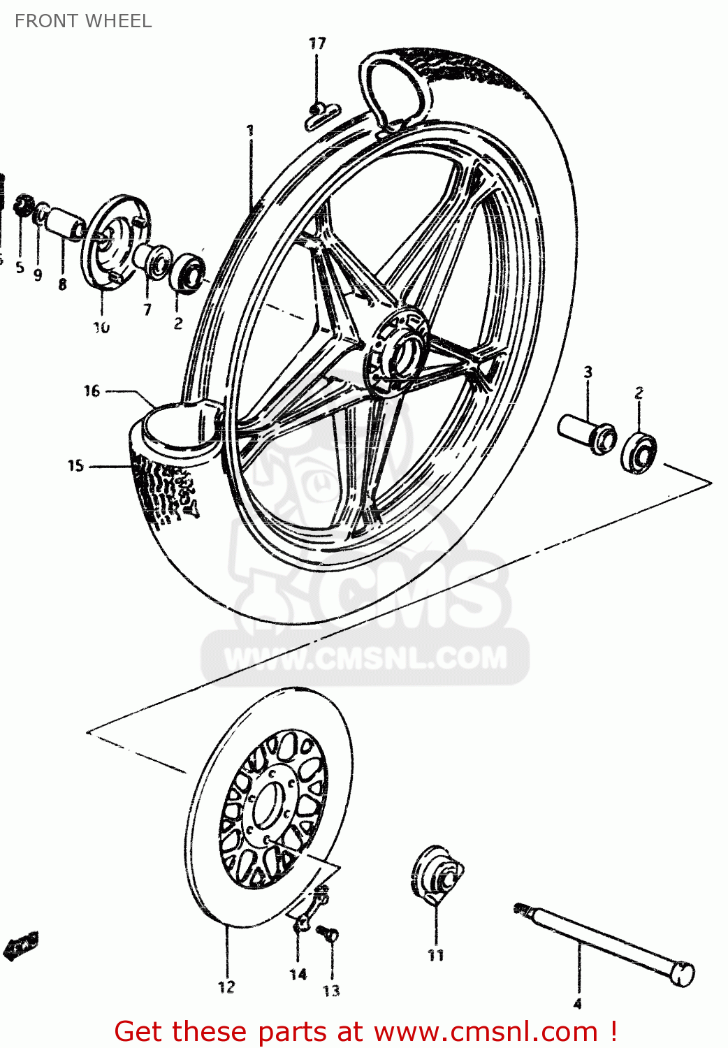 FRONT WHEEL GSX450L 1983 (D) GENERAL EXPORT (E01)