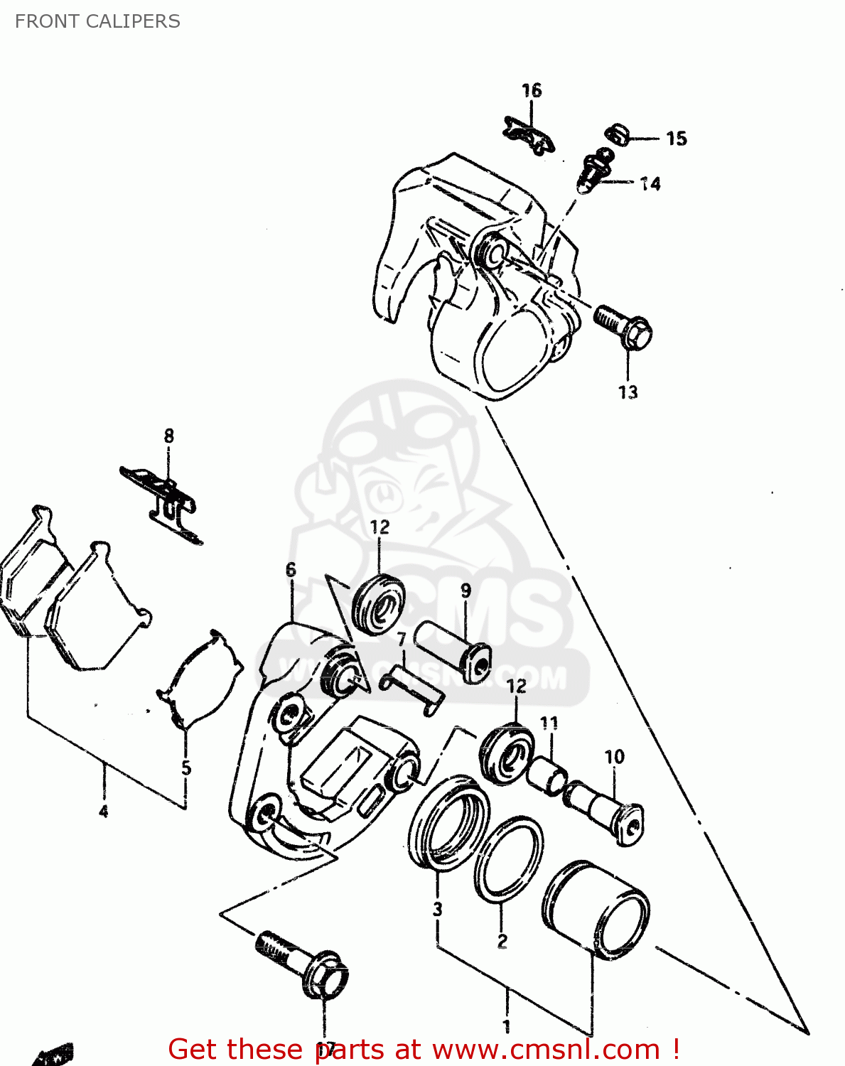 FRONT CALIPERS GSX450L 1983 (D) GENERAL EXPORT (E01)