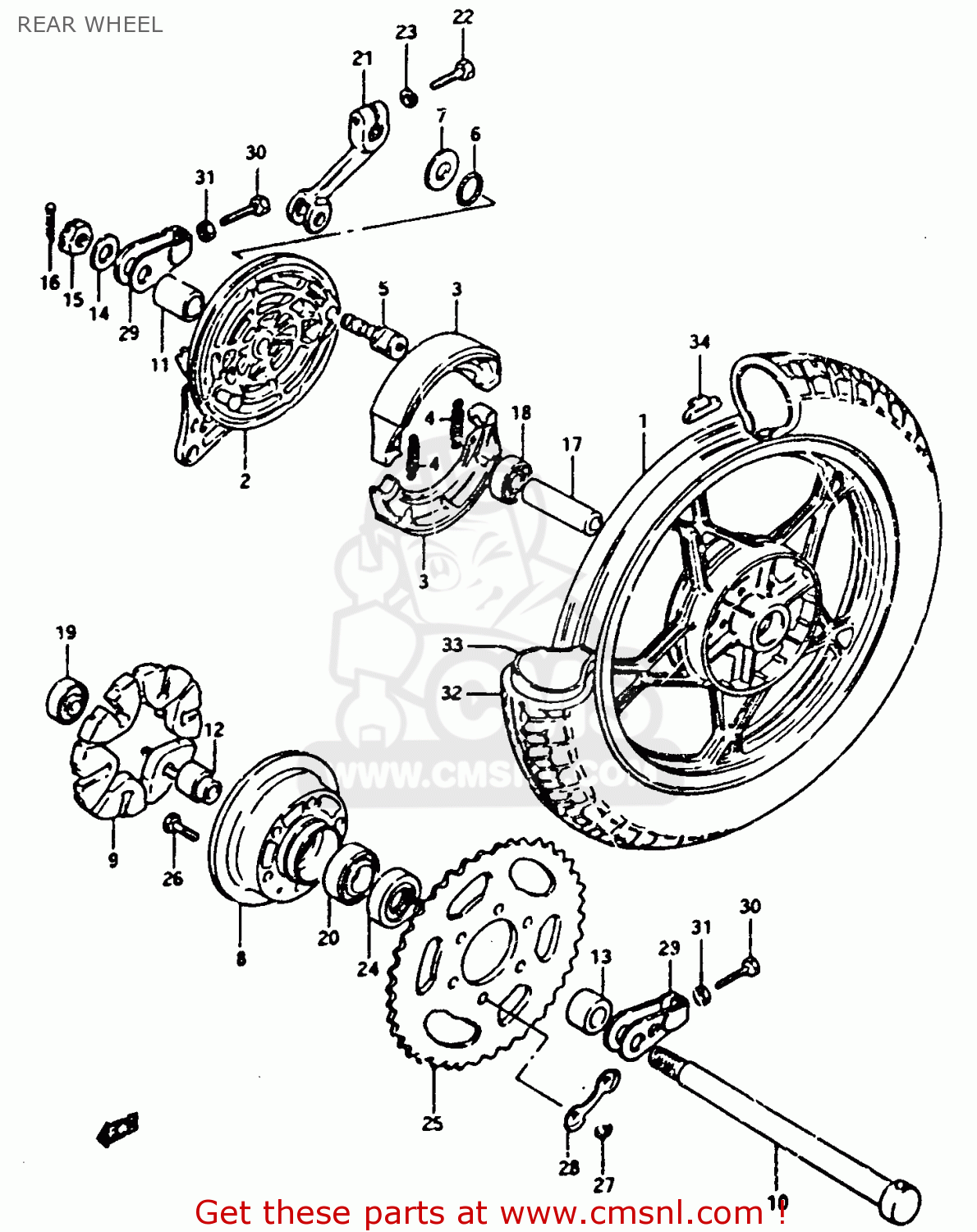 REAR WHEEL GSX450L 1983 (D) GENERAL EXPORT (E01)