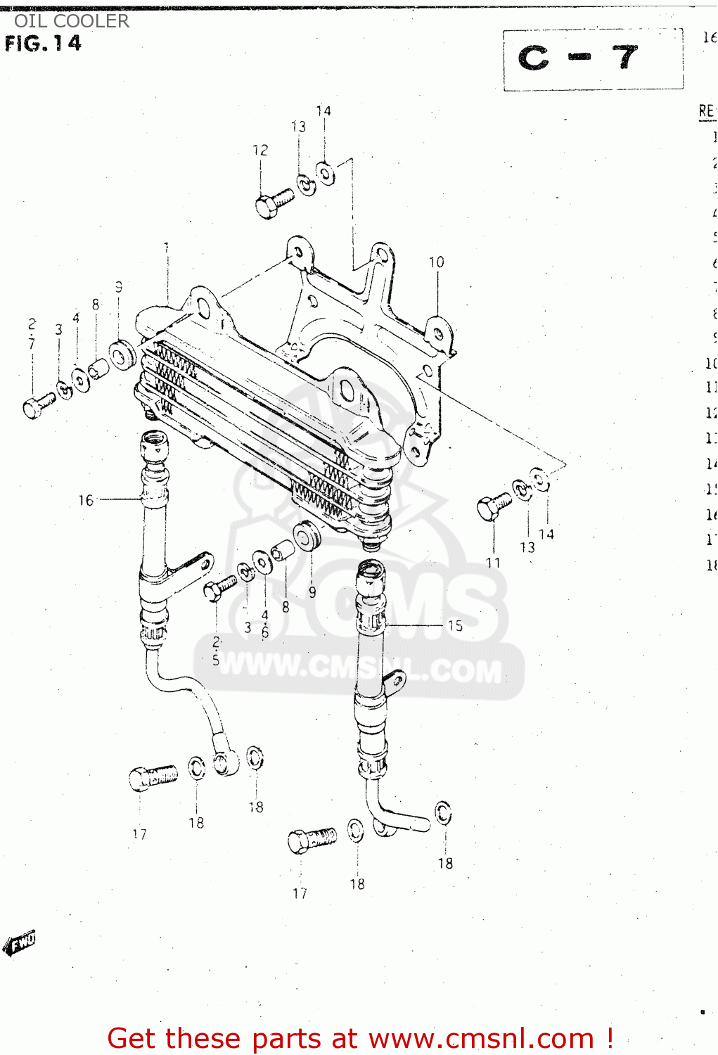 OIL COOLER GSX500E 1984 (E) GENERAL EXPORT (E01)