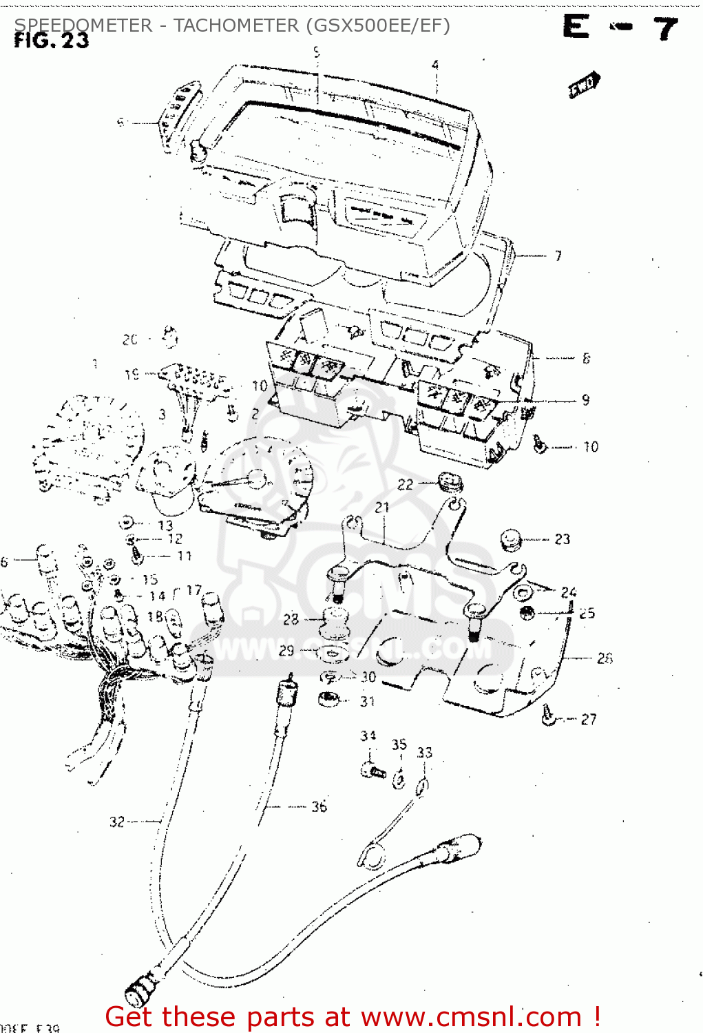 SPEEDOMETER - TACHOMETER (GSX500EE/EF) GSX500E 1984 (E) GENERAL EXPORT (E01)