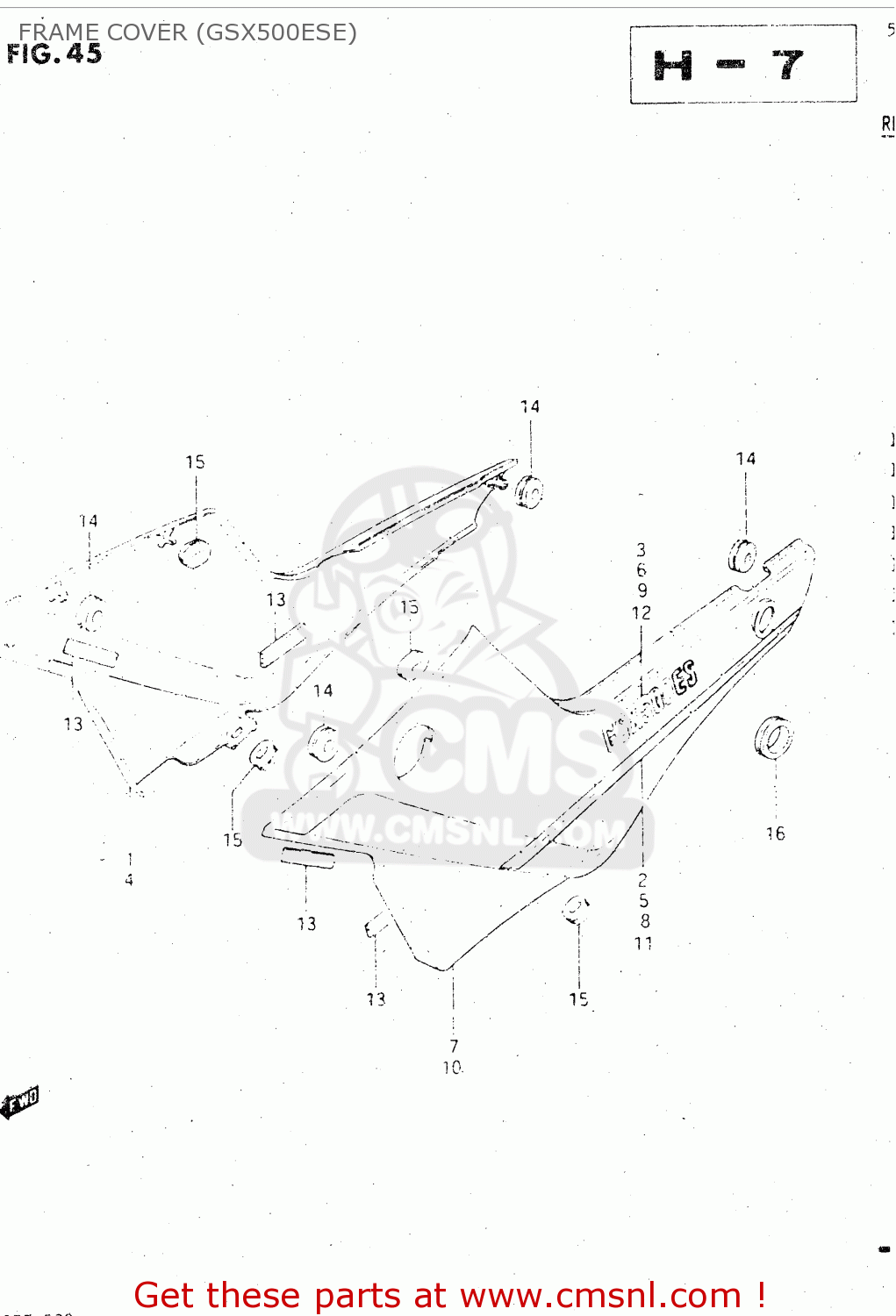 FRAME COVER (GSX500ESE) GSX500E 1984 (E) GENERAL EXPORT (E01)