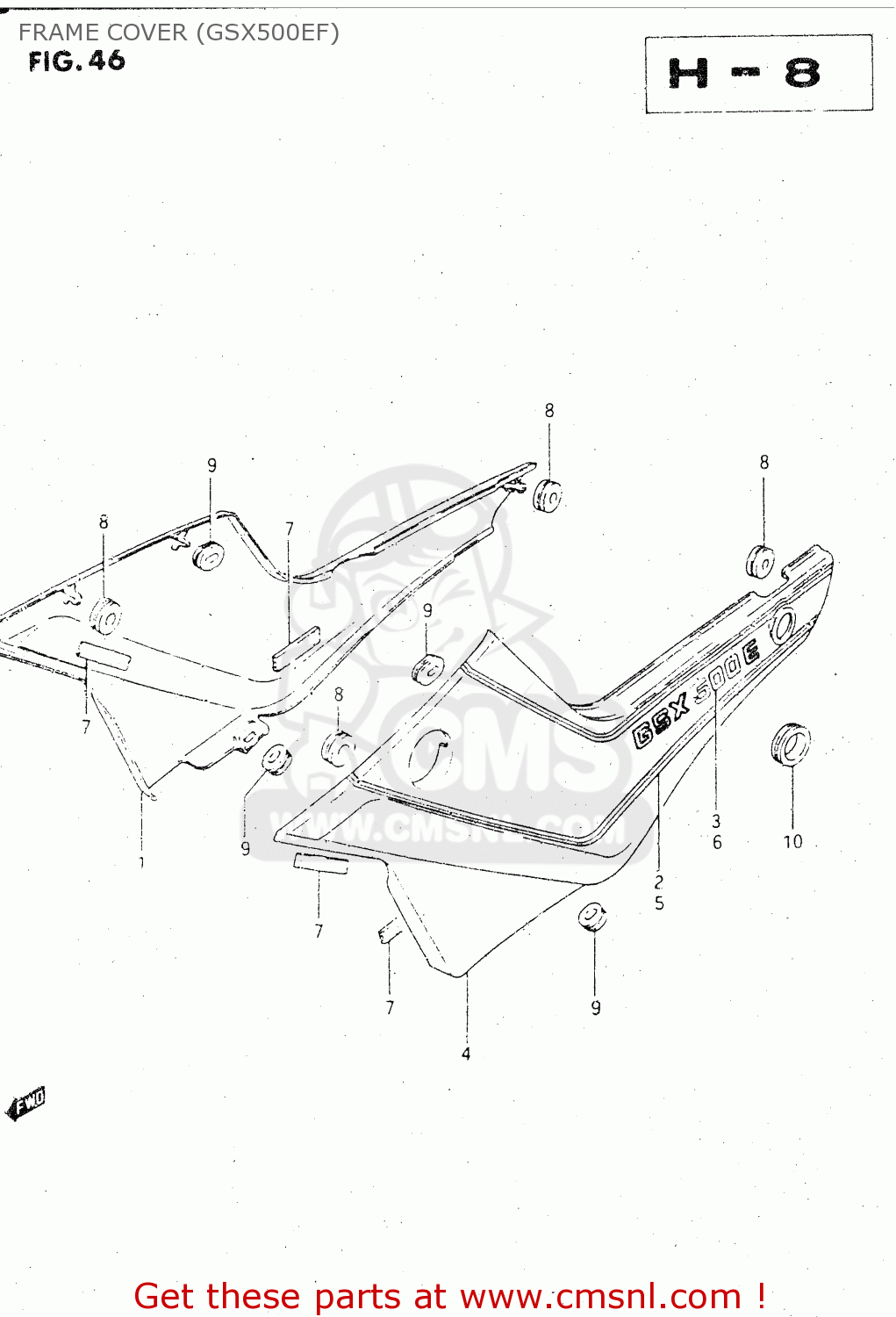 FRAME COVER (GSX500EF) GSX500E 1984 (E) GENERAL EXPORT (E01)
