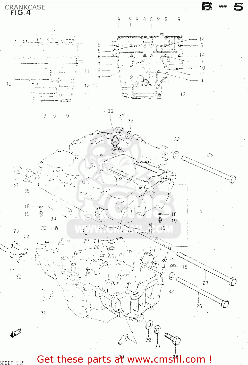 CRANKCASE GSX500E 1984 (E) GENERAL EXPORT (E01)