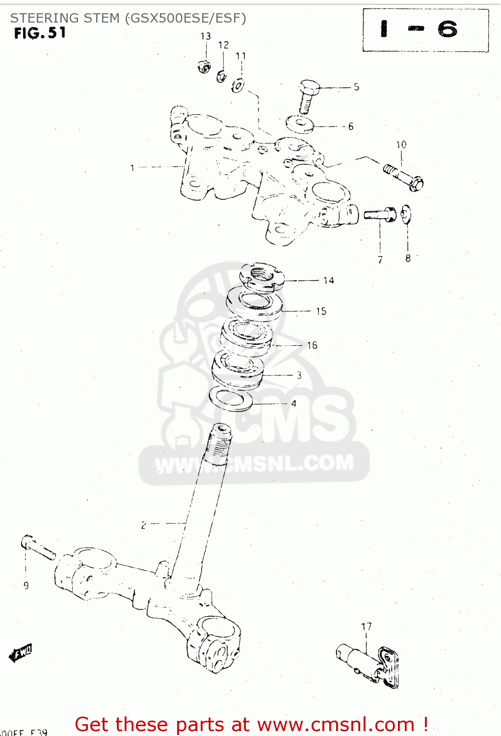 STEERING STEM (GSX500ESE/ESF) GSX500E 1984 (E) GENERAL EXPORT (E01)