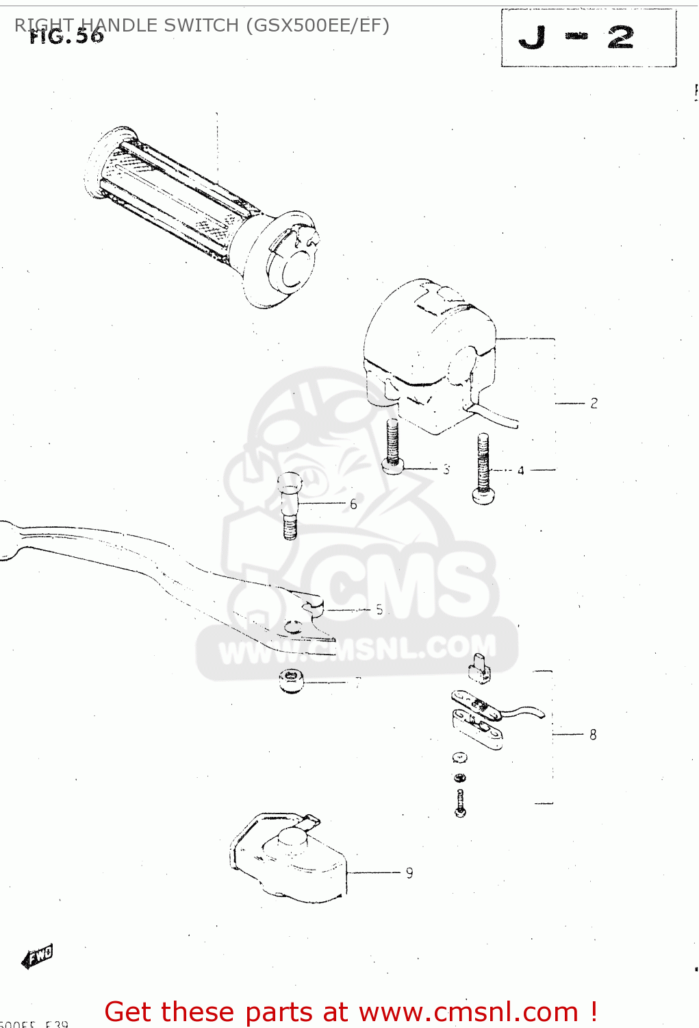 RIGHT HANDLE SWITCH (GSX500EE/EF) GSX500E 1984 (E) GENERAL EXPORT (E01)