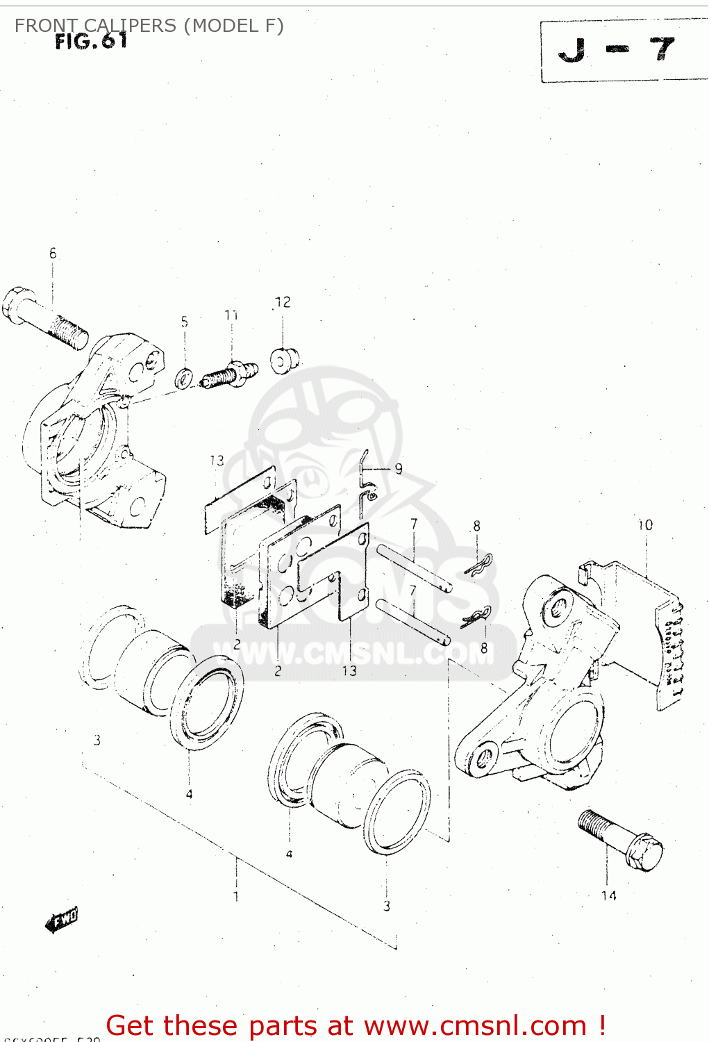 FRONT CALIPERS (MODEL F) GSX500E 1984 (E) GENERAL EXPORT (E01)