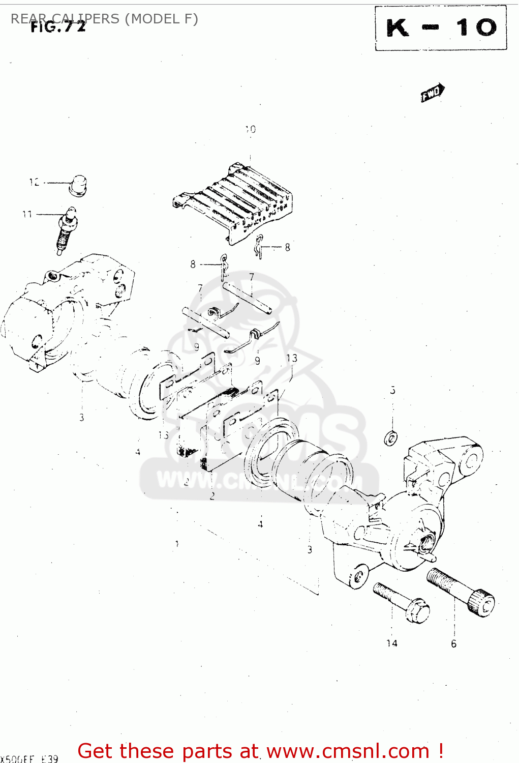 REAR CALIPERS (MODEL F) GSX500E 1984 (E) GENERAL EXPORT (E01)