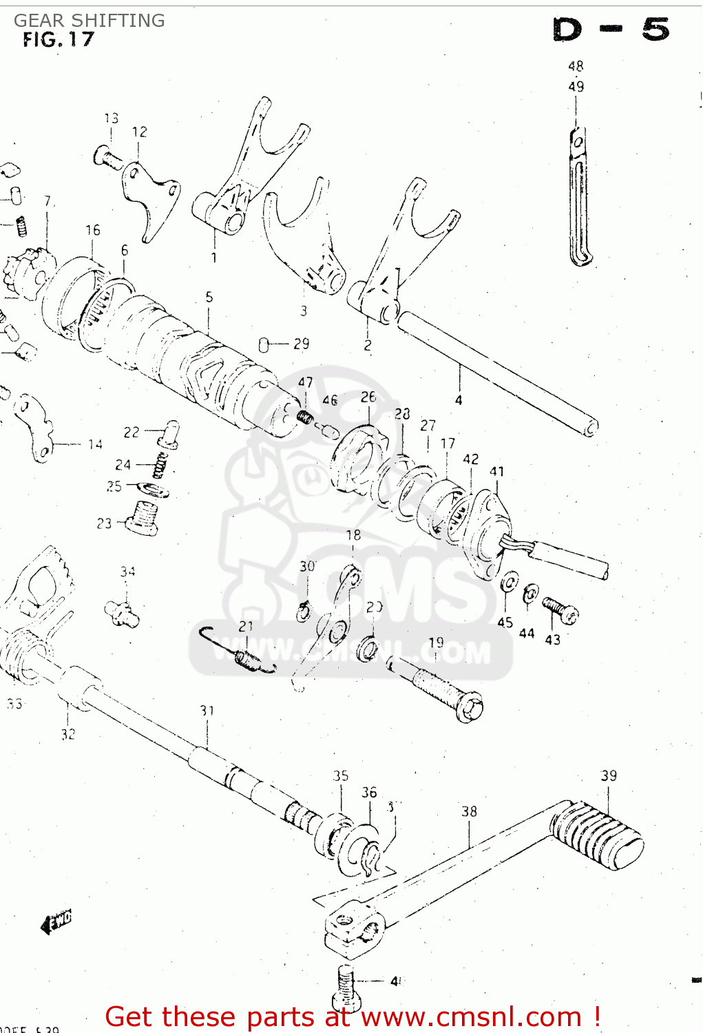 GEAR SHIFTING GSX500E 1985 (F) GENERAL EXPORT (E01)
