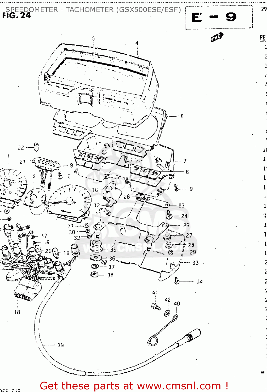 SPEEDOMETER - TACHOMETER (GSX500ESE/ESF) GSX500E 1985 (F) GENERAL EXPORT (E01)