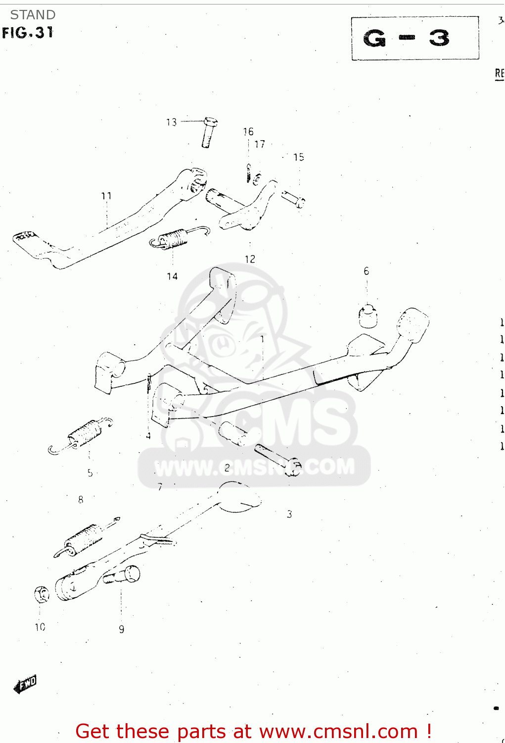 STAND GSX500E 1985 (F) GENERAL EXPORT (E01)