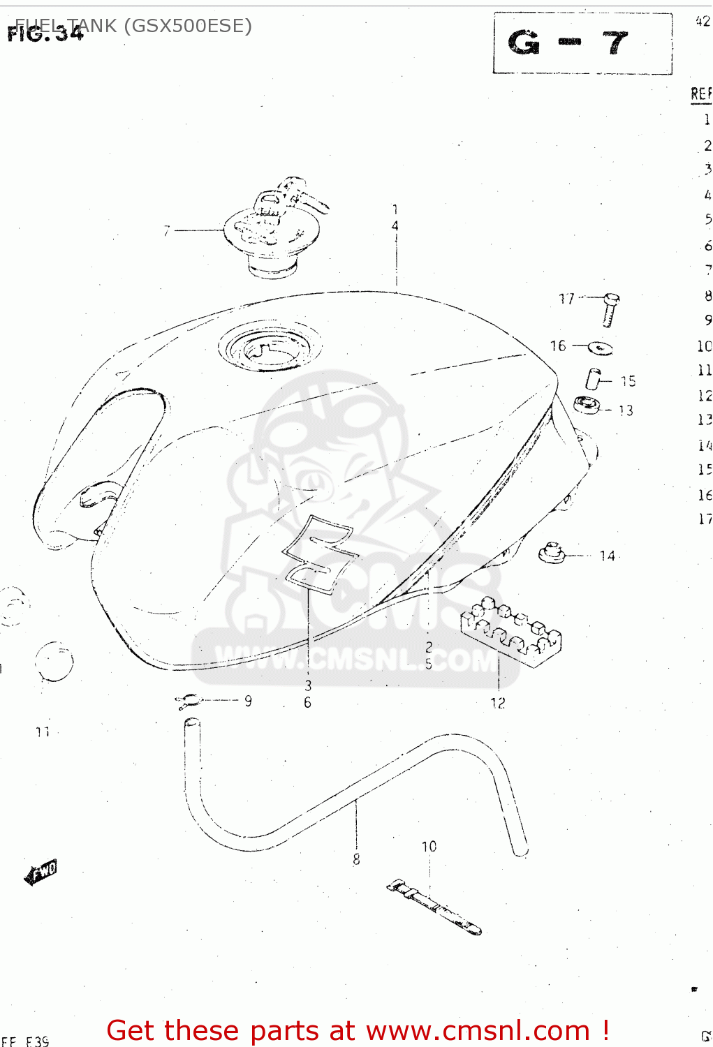 FUEL TANK (GSX500ESE) GSX500E 1985 (F) GENERAL EXPORT (E01)
