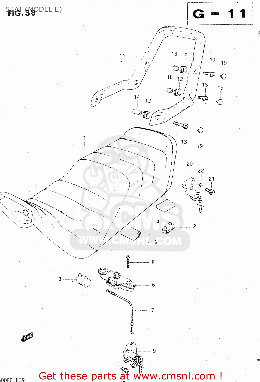 SEAT (MODEL E) GSX500E 1985 (F) GENERAL EXPORT (E01)