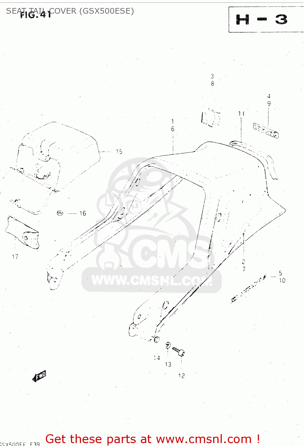 SEAT TAIL COVER (GSX500ESE) GSX500E 1985 (F) GENERAL EXPORT (E01)