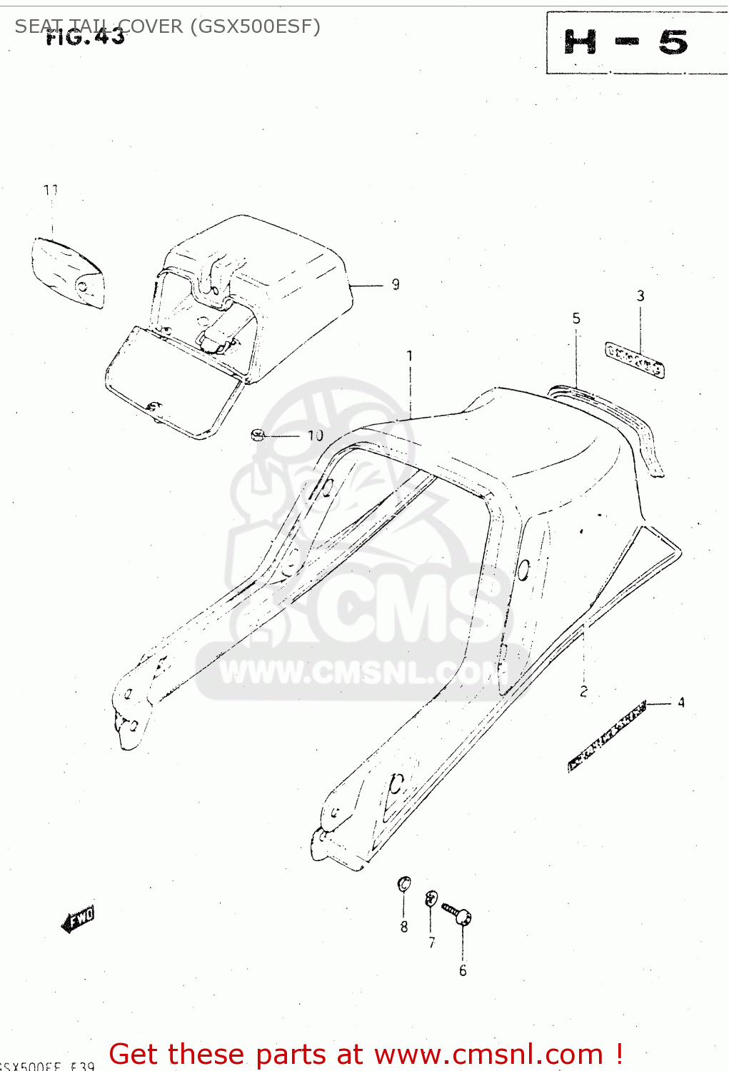 SEAT TAIL COVER (GSX500ESF) GSX500E 1985 (F) GENERAL EXPORT (E01)