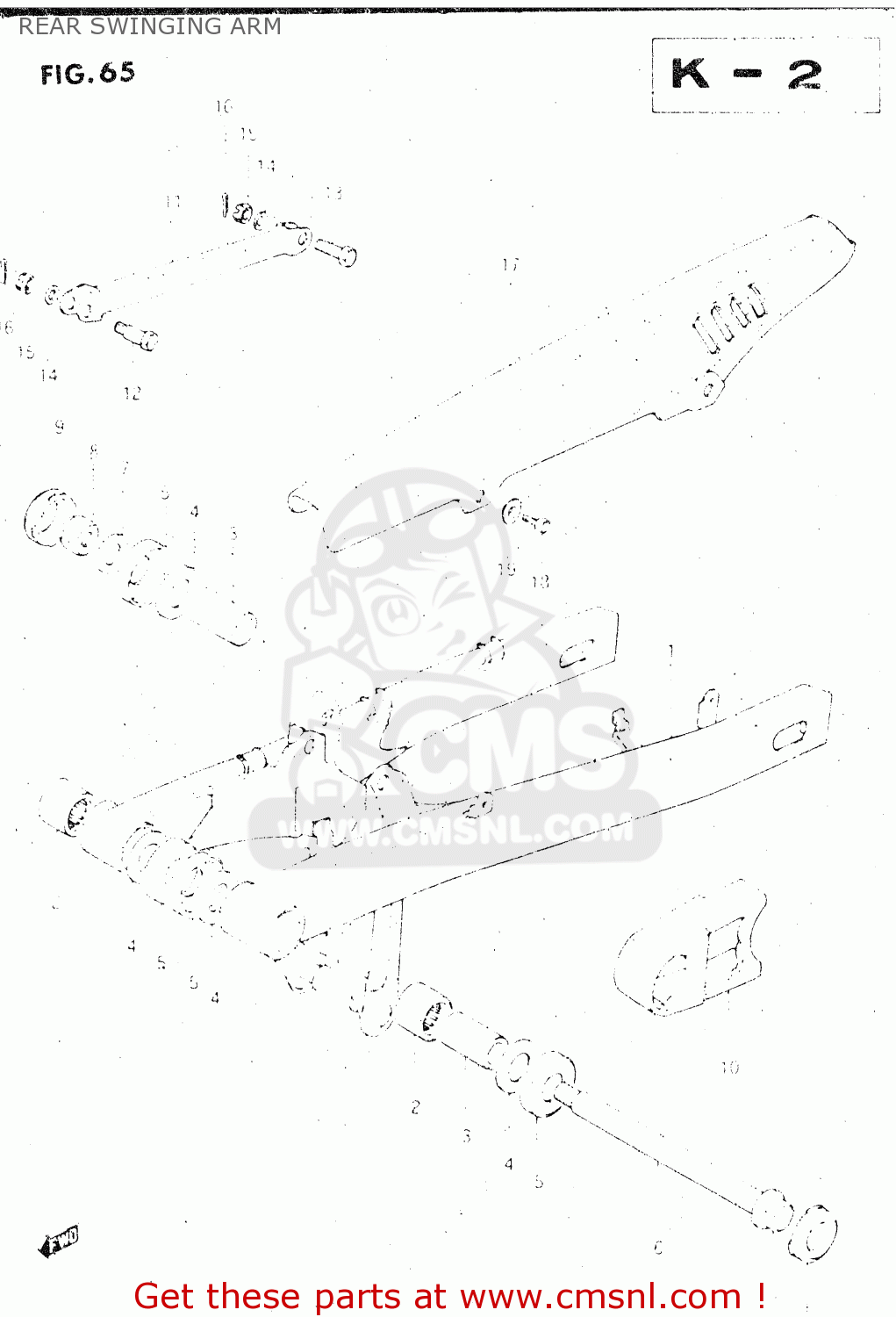 REAR SWINGING ARM GSX500E 1985 (F) GENERAL EXPORT (E01)