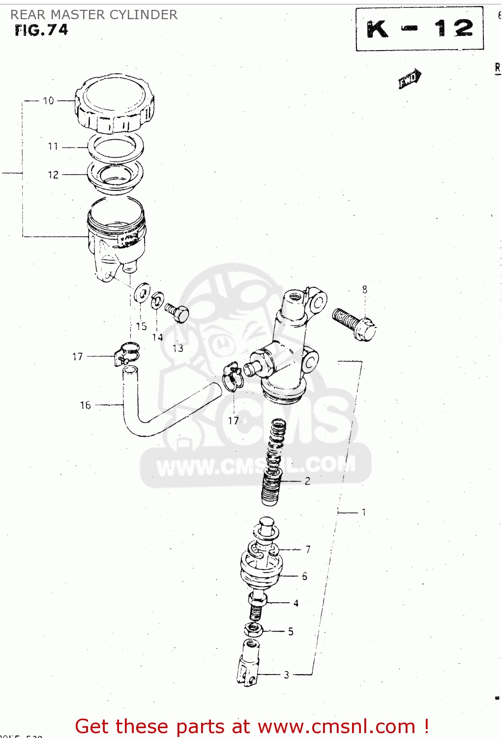 REAR MASTER CYLINDER GSX500E 1985 (F) GENERAL EXPORT (E01)