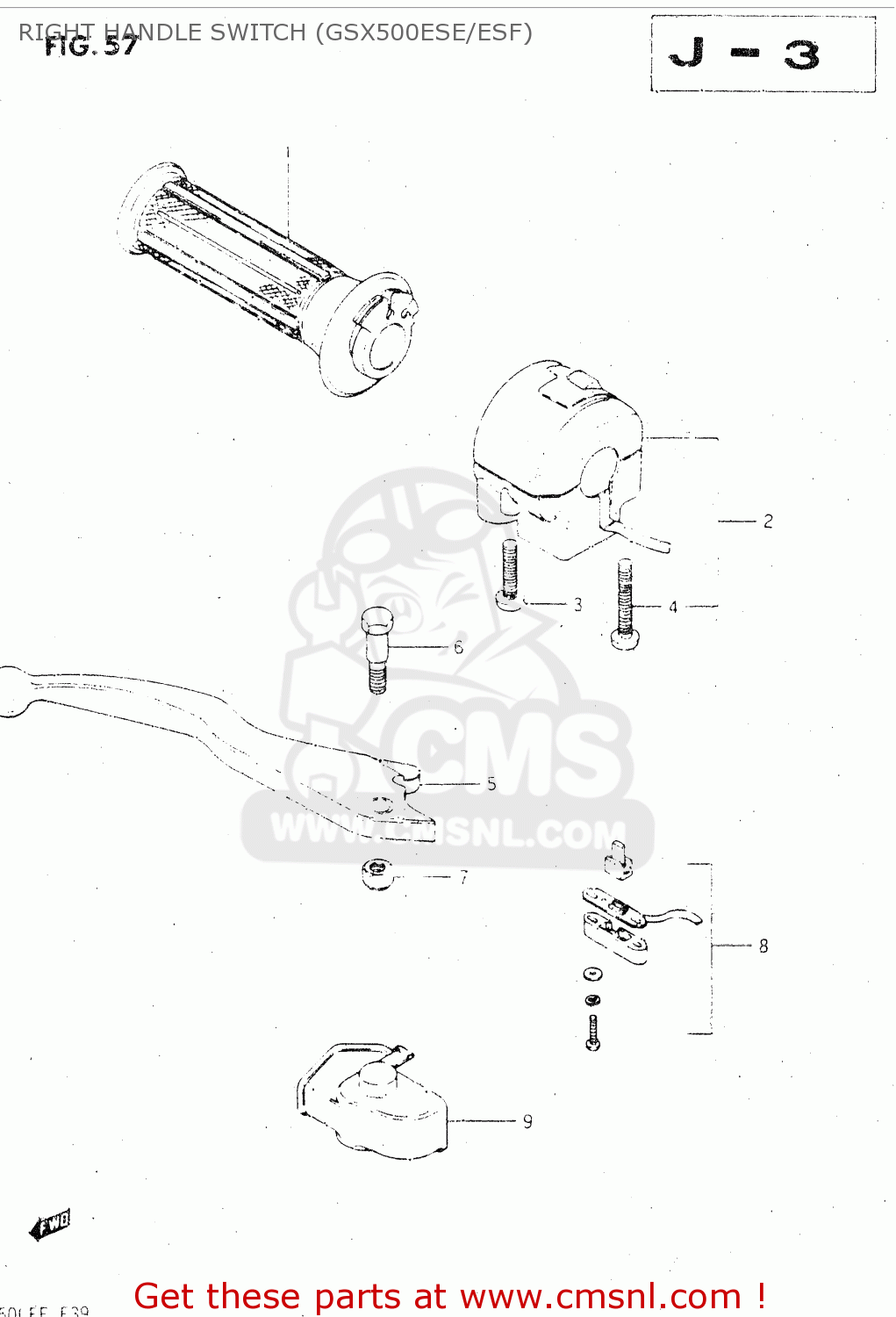 RIGHT HANDLE SWITCH (GSX500ESE/ESF) GSX500ES 1984 (E) GENERAL EXPORT (E01)