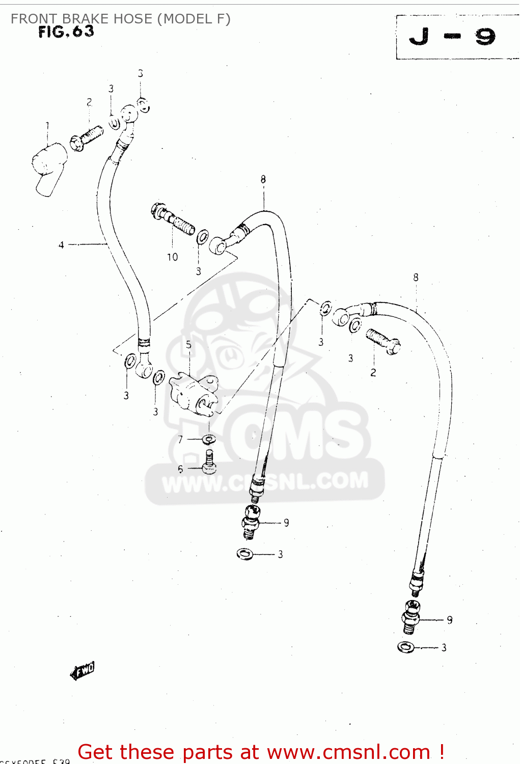 FRONT BRAKE HOSE (MODEL F) GSX500ES 1984 (E) GENERAL EXPORT (E01)