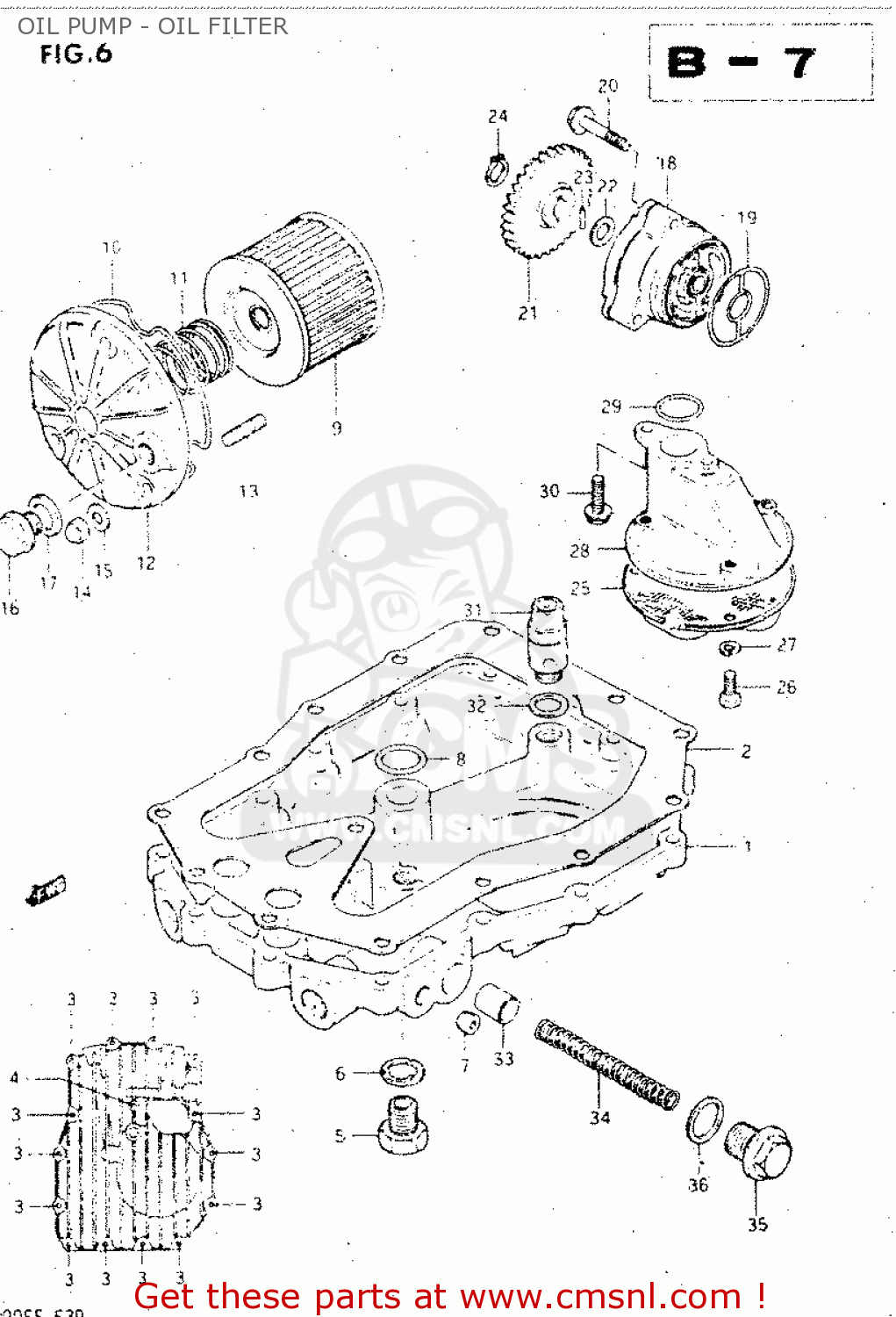 OIL PUMP - OIL FILTER GSX500ES 1984 (E) GENERAL EXPORT (E01)