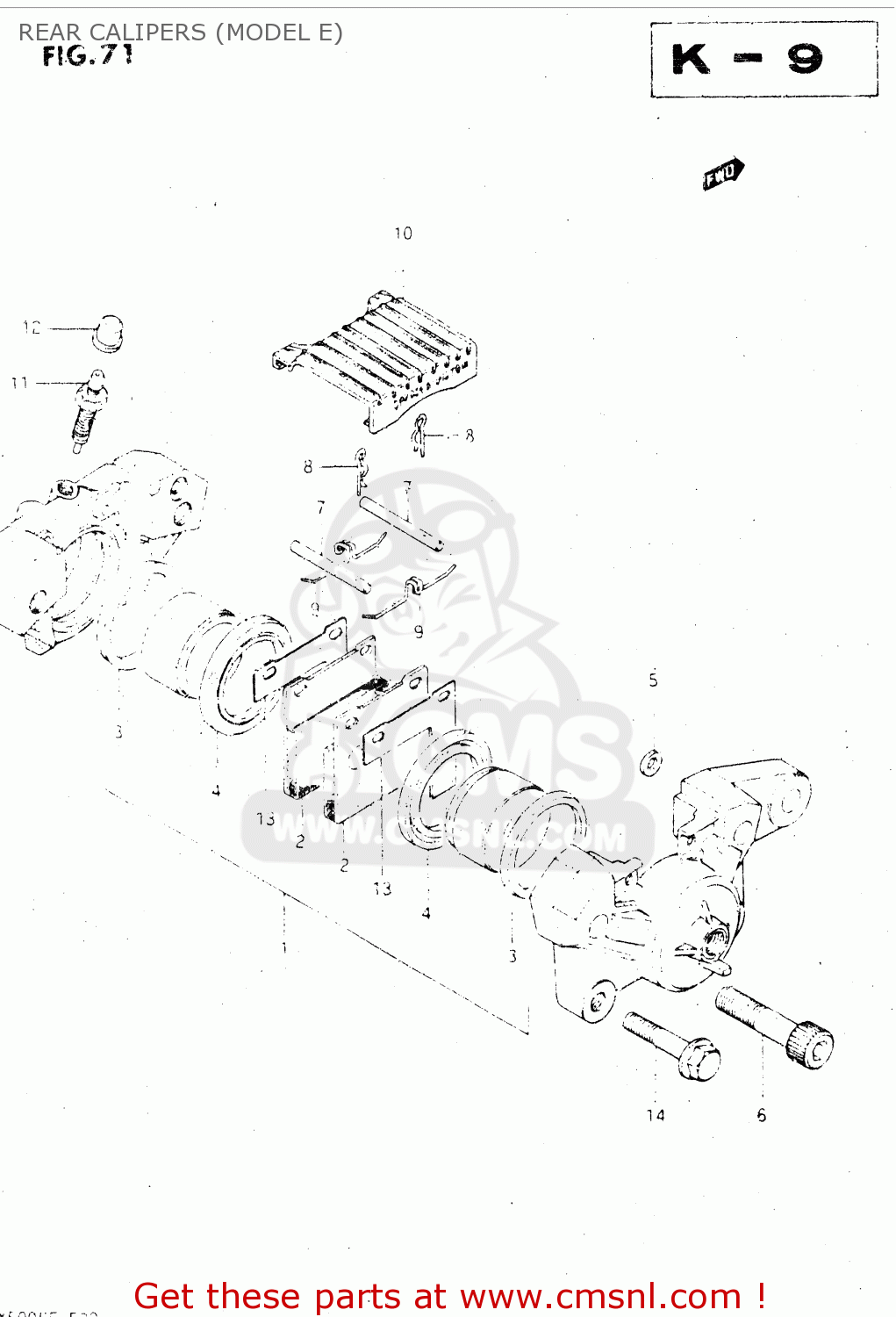 REAR CALIPERS (MODEL E) GSX500ES 1984 (E) GENERAL EXPORT (E01)