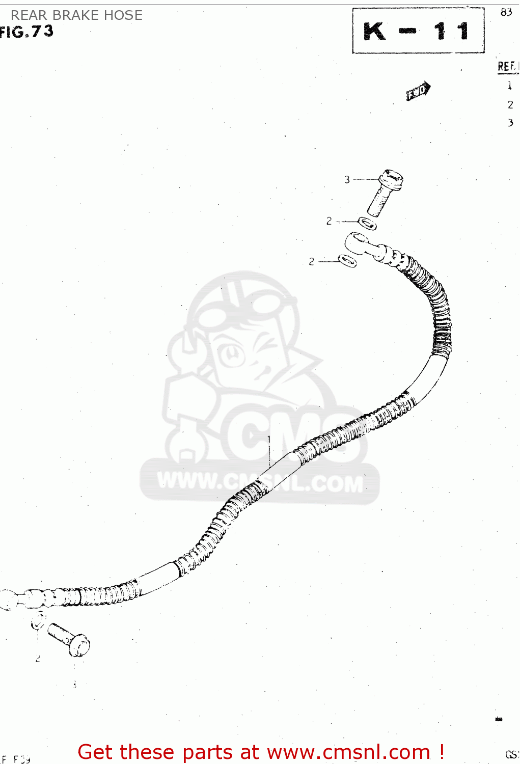 REAR BRAKE HOSE GSX500ES 1984 (E) GENERAL EXPORT (E01)