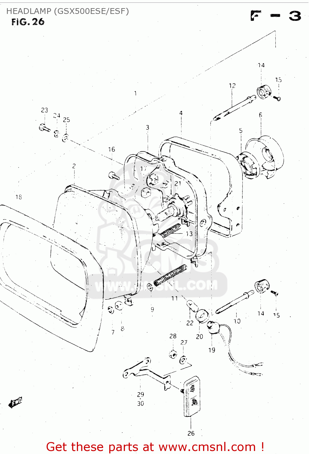 HEADLAMP (GSX500ESE/ESF) GSX500ES 1985 (F) GENERAL EXPORT (E01)