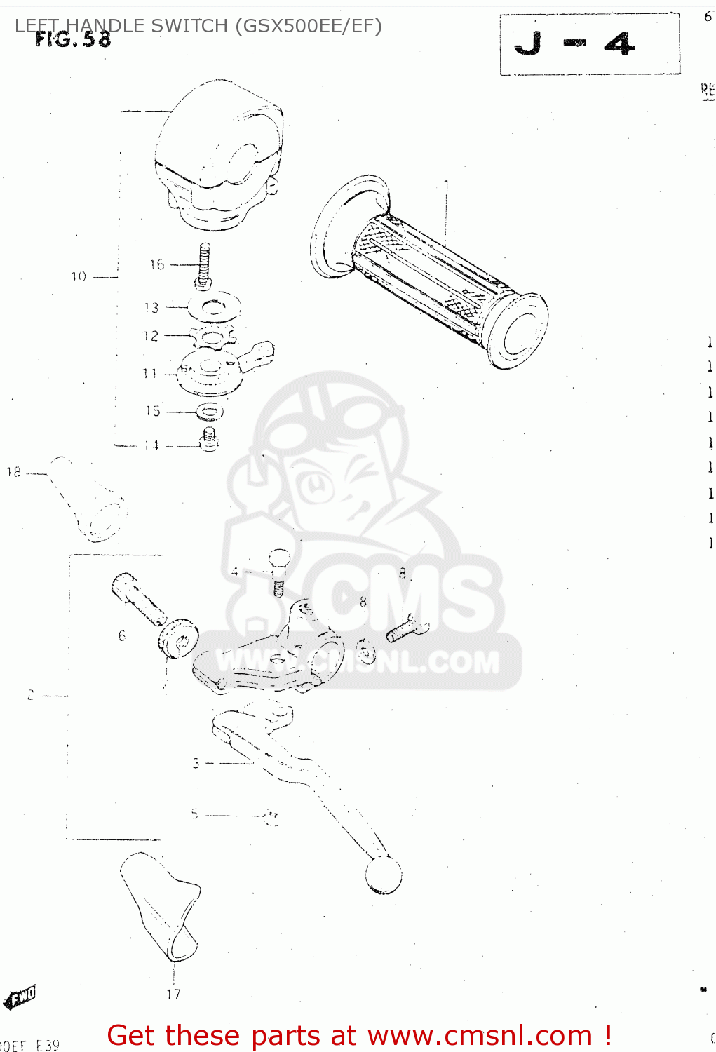 LEFT HANDLE SWITCH (GSX500EE/EF) GSX500ES 1985 (F) GENERAL EXPORT (E01)