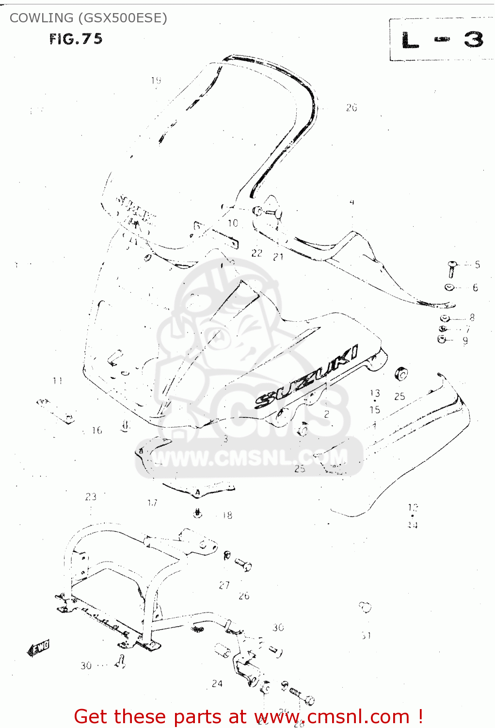 COWLING (GSX500ESE) GSX500ES 1985 (F) GENERAL EXPORT (E01)