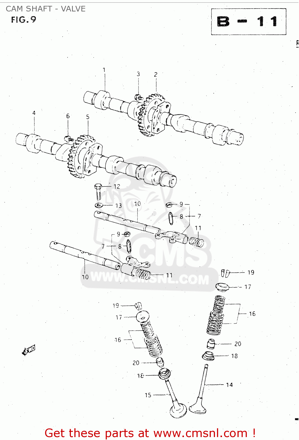 CAM SHAFT - VALVE GSX500ES 1985 (F) GENERAL EXPORT (E01)