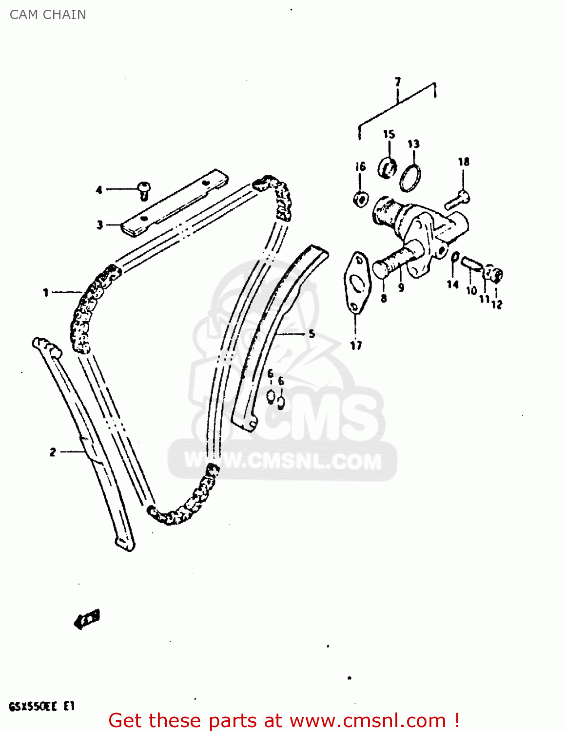 CAM CHAIN GSX550E 1983 (D) (E01 02 04 06 15 16 17 18 21 22 24 25 26 34 39)