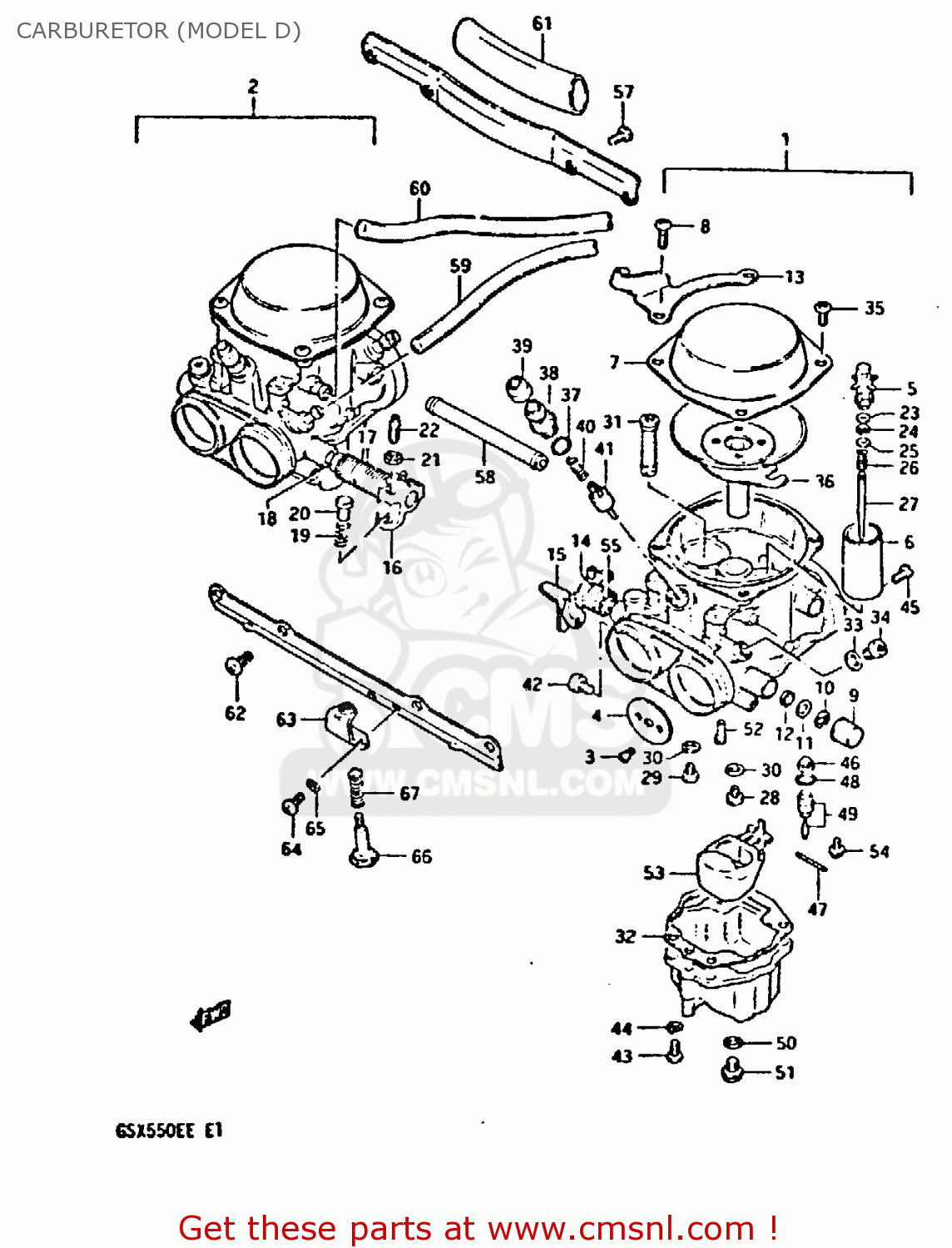 CARBURETOR (MODEL D) GSX550E 1983 (D) (E01 02 04 06 15 16 17 18 21 22 24 25 26 34 39)