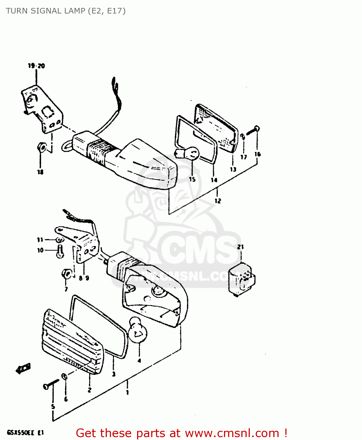 TURN SIGNAL LAMP (E2, E17) GSX550E 1983 (D) (E01 02 04 06 15 16 17 18 21 22 24 25 26 34 39)