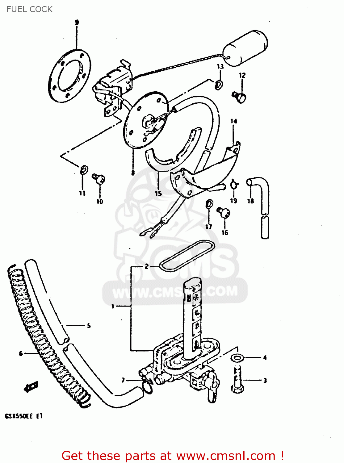 FUEL COCK GSX550E 1983 (D) (E01 02 04 06 15 16 17 18 21 22 24 25 26 34 39)